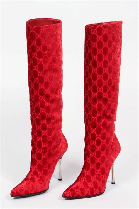 gucci red slip ons stiletto|Gucci stiletto boots.